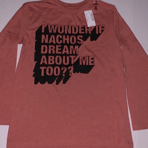 New Boy’s “I Wonder If Nachos Dream About Me Too?”Size M Graphic Long Sleeve Tee - Picture 1 of 4